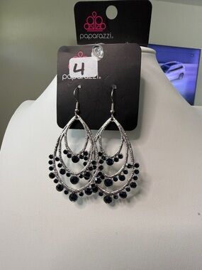 paparazzi Silver and Blue Multi-Teardrop Dangle Earrings